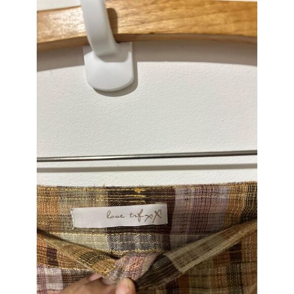 Women's Love Yellow Plaid Mini Skirt L - Picture 4 of 7